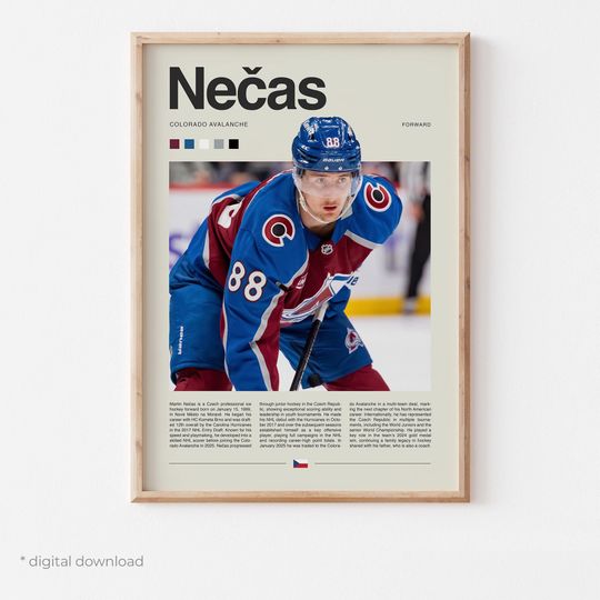 Discover Martin Necas Poster  Ice Hockey Wall Art Digital Download, High-Resolution Hockey Prints