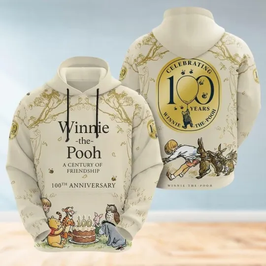 Discover Winnie The Pooh A Century Of Friendship 100th Anniversary Hoodie 3D Printed