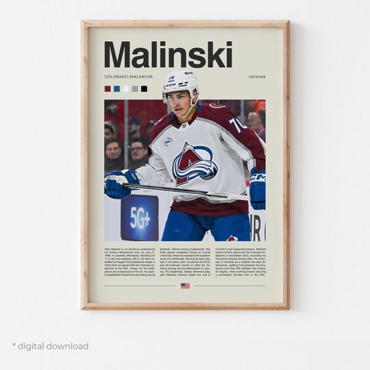 Discover Sam Malinski Poster  Ice Hockey Wall Art Digital Download, High-Resolution Hockey Prints
