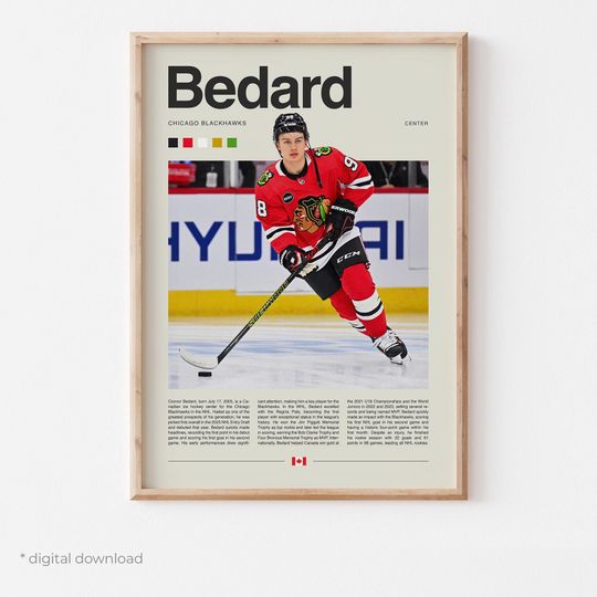 Discover Connor Bedard Poster #2  Ice Hockey Wall Art Digital Download, High-Resolution Hockey Prints