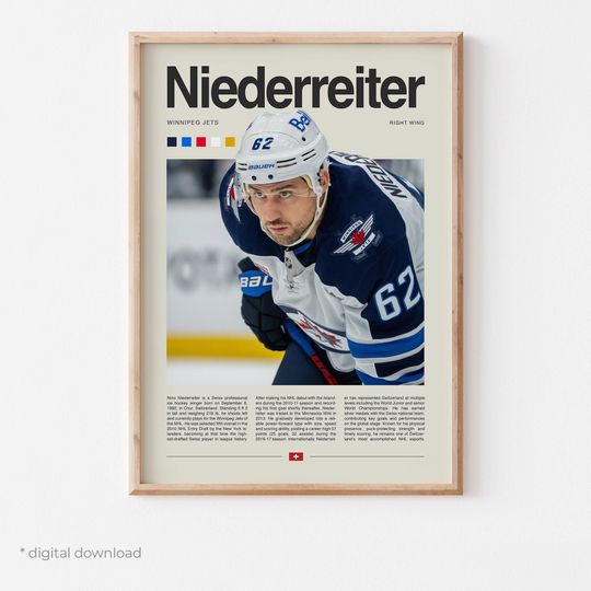 Discover Nino Niederreiter Poster  Ice Hockey Wall Art Digital Download, High-Resolution Hockey Prints