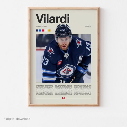 Discover Gabriel Vilardi Poster  Ice Hockey Wall Art Digital Download, High-Resolution Hockey Prints