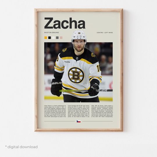 Discover Pavel Zacha Poster  Ice Hockey Wall Art Digital Download, High-Resolution Hockey Prints