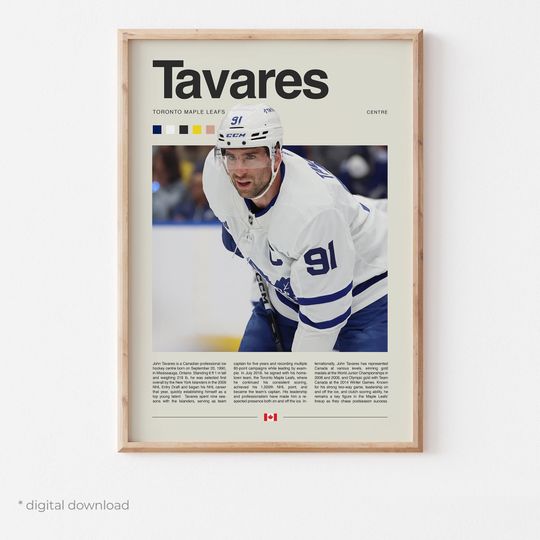 Discover John Tavares Poster  Ice Hockey Wall Art Digital Download, High-Resolution Hockey Prints