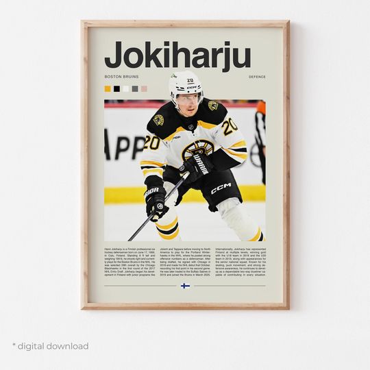 Discover Henri Jokiharju Poster  Ice Hockey Wall Art Digital Download, High-Resolution Hockey Prints