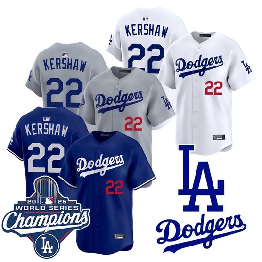 Personalized Los Angeles Dodgers Jersey, Custom Name & Number, Embroidered #22 Clayton Kershaw Gift