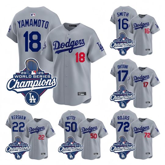 Discover Personalized Los Angeles Dodgers Grey 2025 World Series ChampionsJersey, Custom Name & Number