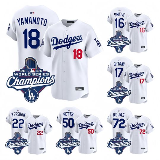 Personalized Los Angeles Dodgers  White 2025 World Series ChampionsJersey, Custom Name & Number
