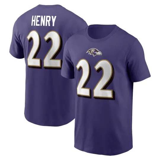 Derrick Henry #22 Baltimore Football Name and Number - Purple, Size S to 5XL