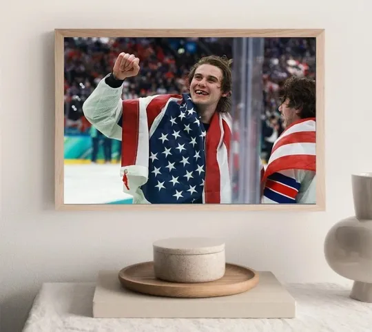 Jack Hughes USA Hockey 2026 Winter Olympics Gold Medal Poster