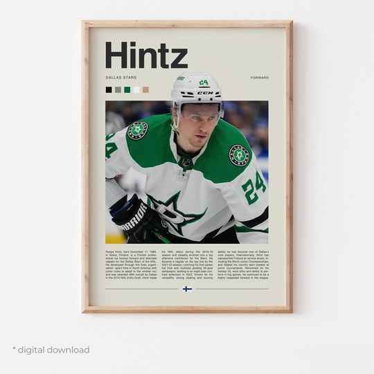 Discover Roope Hintz Poster  Ice Hockey Wall Art