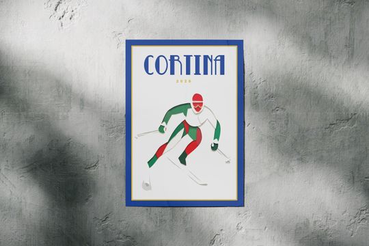 Discover Cortina 2026 Italy Vintage Travel Poster - Winter Olympics - Skiing - Print