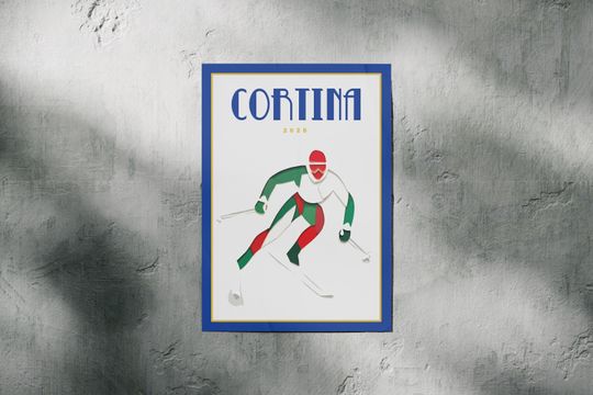 Cortina 2026 Italy Vintage Travel Poster - Winter Olympics - Skiing