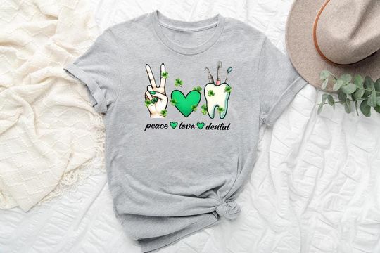 Discover Cute Dental St. Patrick's Day Shirt, Peace Love Dental St. Patrick's Day Shirt, Dental Squad Shirt