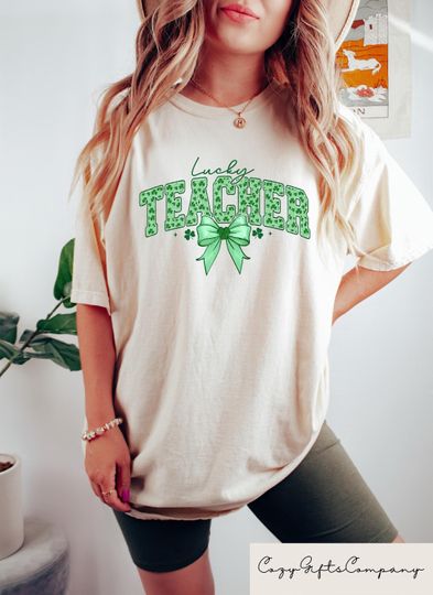 Discover St Patricks Teacher Shirt, Coquette Bow Lucky Teacher T-shirt, Shamrock Shirt, Teacher Appreciation St Patricks Gift, Teacher St Patty's Tee