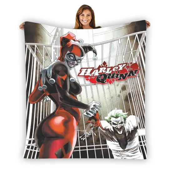 Discover Harley Quinn x Joker Warm Single-Side Printing Flannel Fleece Blanket