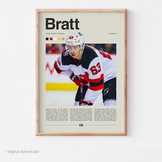 Discover Jesper Bratt Poster  Ice Hockey Wall Art