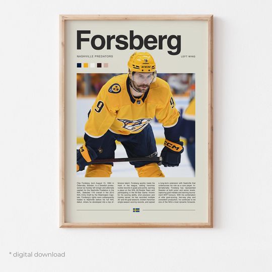 Discover Filip Forsberg Poster  Ice Hockey Wall Art