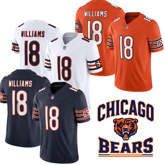 Personalized Chicago Bears Jersey, Custom Name & Number, #18 Caleb Williams Limited Player Jersey