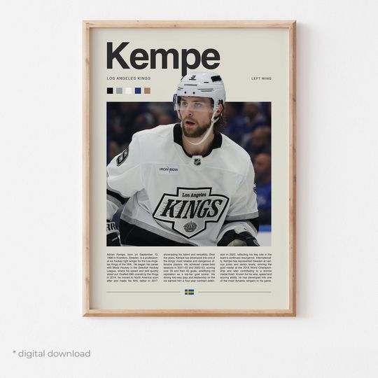 Discover Adrian Kempe Poster  Ice Hockey Wall Art