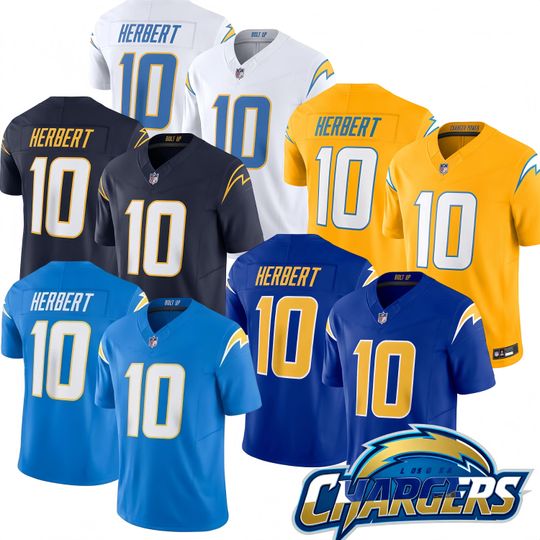 Discover Personalized Los Angeles Chargers Jersey, Custom Name & Number, Embroidered  #10 Justin Herbert.Limited Player Jersey All Stitched  Gift