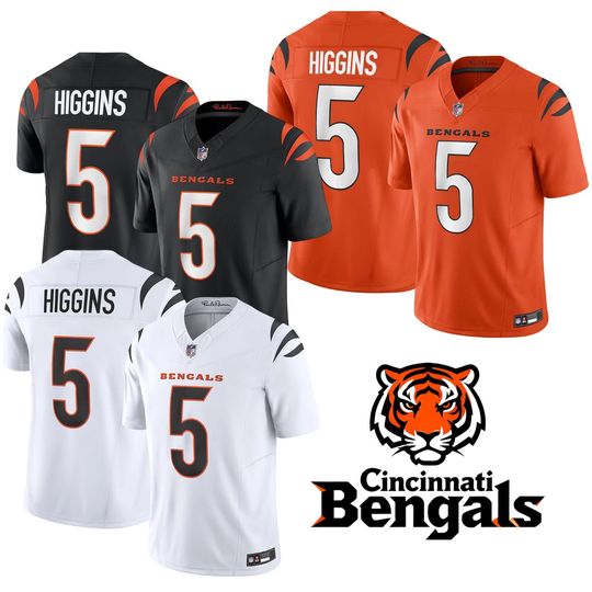 Discover Personalized Cincinnati Bengals Jersey, Custom Name & Number, Embroidered #5 Tee Higgins Limited Player Jersey All Stitched  Gift