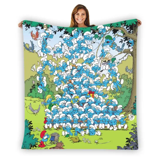Discover The Smuurfs Soft Warm Single-Side Printing Flannel Fleece Blanket