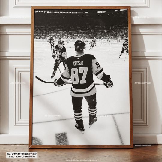 Discover Sidney Crosby Poster, Crosby Penguins, NHL Hockey Print, Ice Hockey Sports Decor, Hockey Action Artwork, Crosby Penguins WallArt Icon