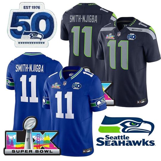 Personalized Seahawks  Jersey, Custom Name & Number, Sports Super Bowl LX Patch  Gift