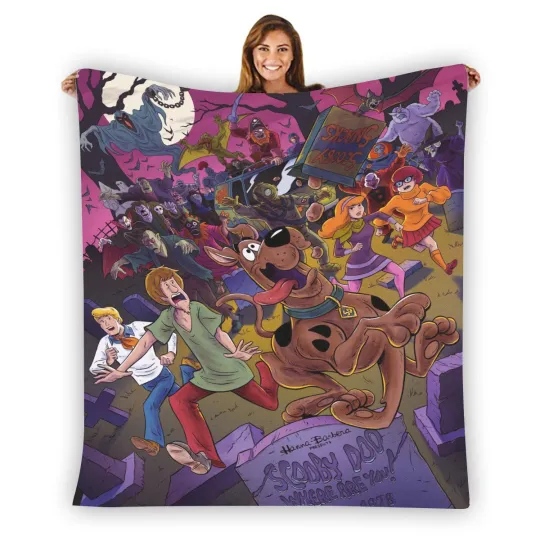 Discover Scooby Doo Scary Night Soft Warm Single-Side Printing Flannel Fleece Blanket
