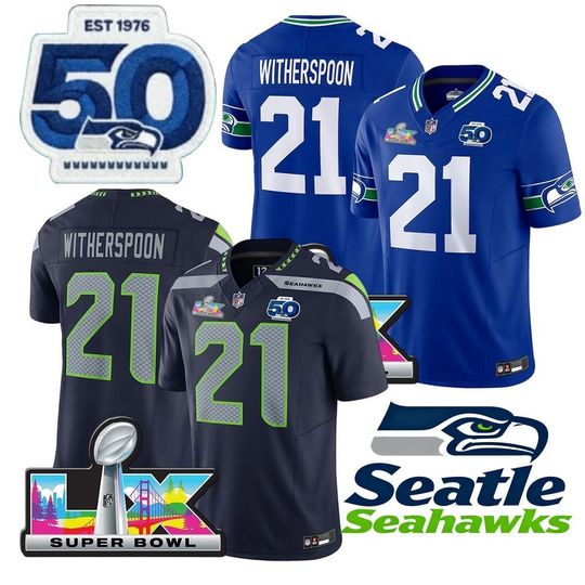 Personalized Seahawks  Jersey, Custom Name & Number, Sports Super Bowl LX Patch  Gift
