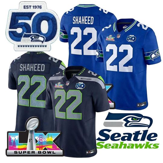 Personalized Seahawks  Jersey, Custom Name & Number, Sports Super Bowl LX Patch  Gift