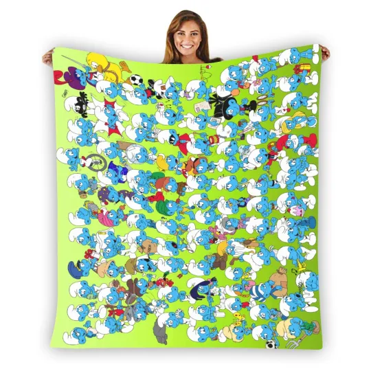 Discover The Smuurfs Characters Soft Warm Single-Side Printing Flannel Fleece Blanket