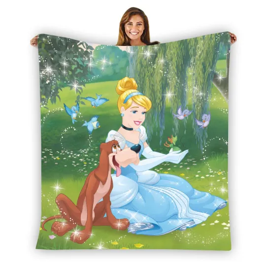 Discover Princess Cinde Soft Warm Single-Side Printing Flannel Fleece Blanket