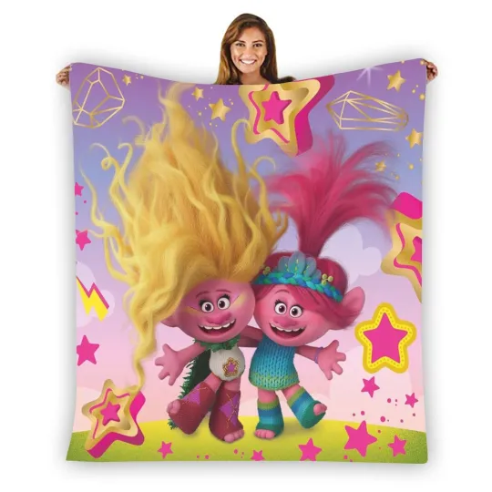 Discover Trolls Poppy Stars Soft Warm Single-Side Printing Flannel Fleece Blanket