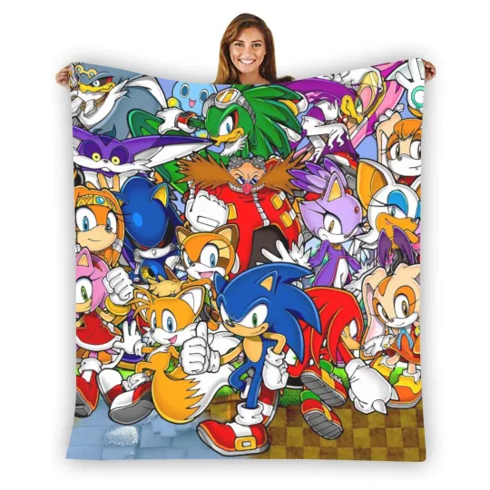 Discover Sonic And Friend Soft Warm Single-Side Printing Flannel Fleece Blanket