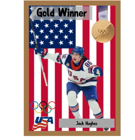 2026 Jack Hughes Gold Metal Game-Winning Shot Team USA Winter Olympics Custom