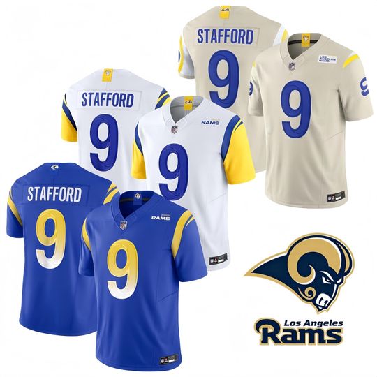 Discover Personalized Los Angeles Rams Jersey, Custom Name & Number, Embroidered  #9 Matthew Stafford Limited Player Jersey All Stitched  Gift