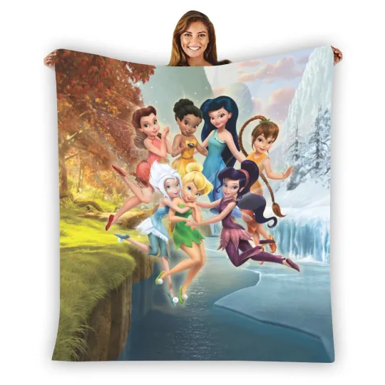 Discover Tinker Bell Characters Soft Warm Single-Side Printing Flannel Fleece Blanket