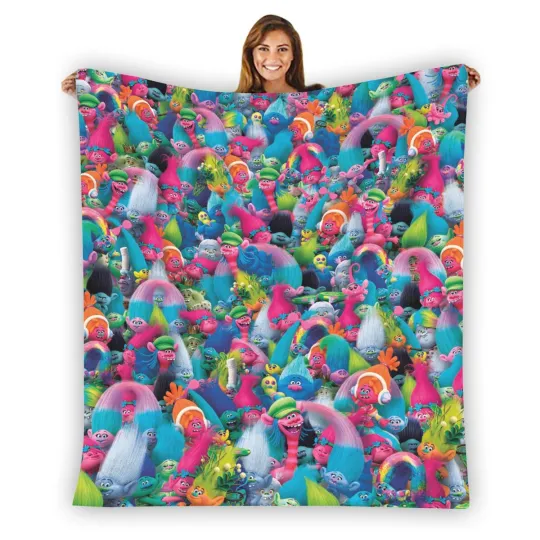 Discover Trolls Patterns Soft Warm Single-Side Printing Flannel Fleece Blanket