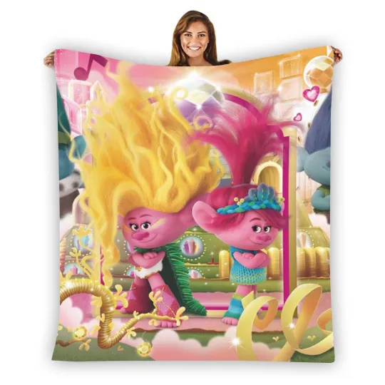 Discover Trolls Stars Soft Warm Single-Side Printing Flannel Fleece Blanket
