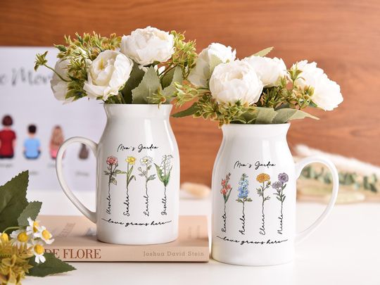 Personalized Grandma's Garden Vase, Garden Flower Vase, Mother's Day Gift,  Family Name Flower, Gifts for Grandma, Nana, Nanny, Mom Gift