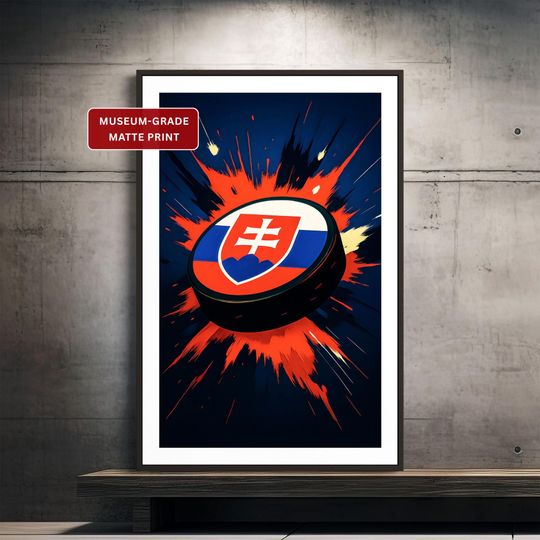 Discover Team Slovakia Hockey Poster (Unframed), Puck Art Print, Slovakian Sports Wall Decor