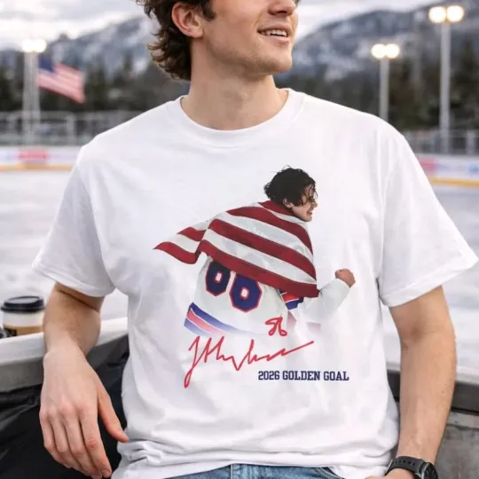 Jack Hughes USA Hockey Golden Goal 2026 Hockey T-Shirt