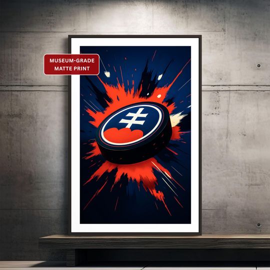 Discover Team Slovakia Hockey Poster (Unframed), Slovakia Icon Puck Art Print, Slovakian Sports Wall Decor