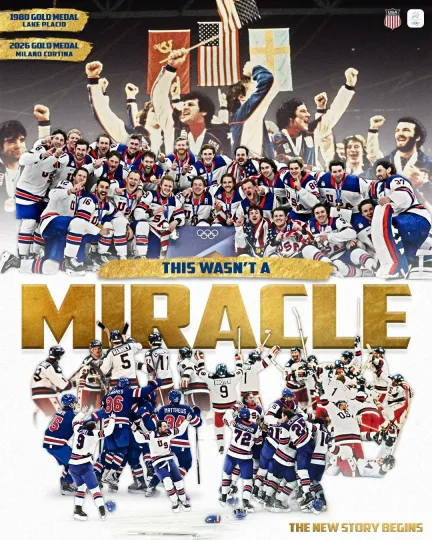 Discover 2026 Team USA Mens Hockey Champions VS. 1980 Miracle On Ice Champs 8.5x11 photo