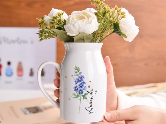 Personalized Birth Flower Vase with Zodiac,Wedding Flower Vase,Bridesmaid Gift,Birthday Party Gift,Bridal Shower Gifts,Gift for Best Friend