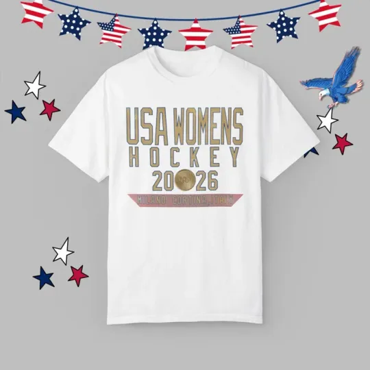 Discover Vintage USA Womens Hockey 2026 T-Shirt | Retro Gold Medal