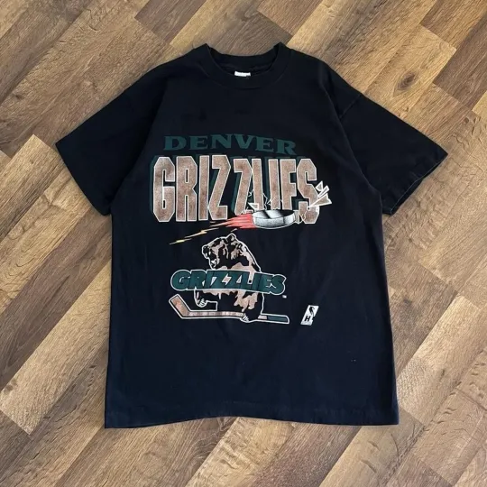 Discover VTG Denver Grizzlies Hockey T Shirt Tultex USA Made Large 90s Rare