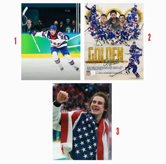 Custom Jack Hughes USA Hockey 2026 Winter Olympics Gold Medal Poster